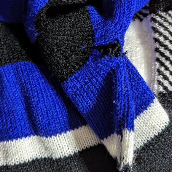 XS Majora Sweater Dress Blue and Black with White and Grey Strips - Picture 3 of 3